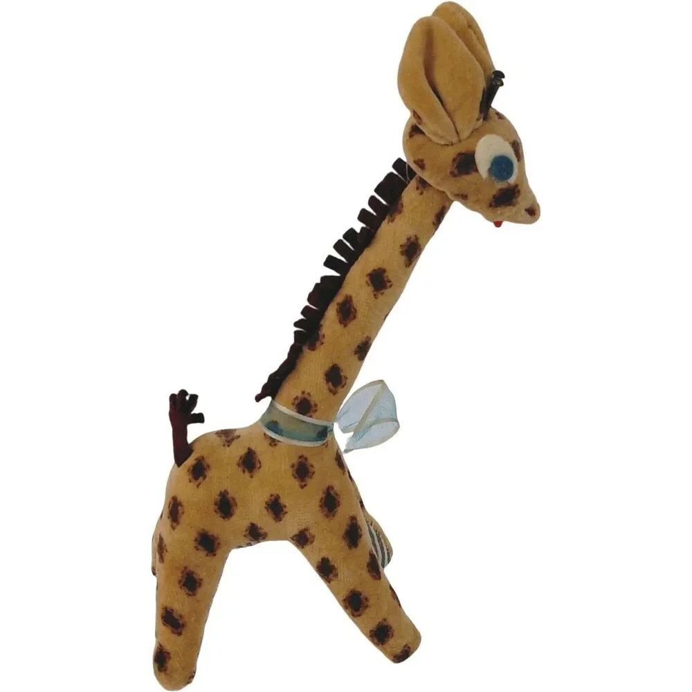 Vtg 50s Plush Giraffe Japan Big Eyes Handmade Fancy Animal